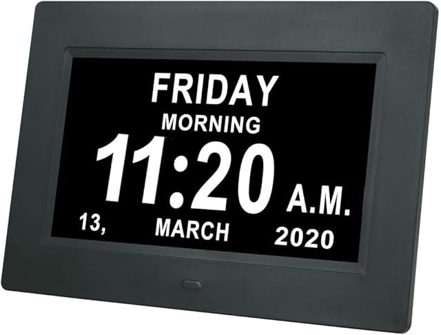 TMCC Dementia Clock Digital Day Calendar Clock - 12 Alarm Options,Extra Large Non-Abbreviated Day & Month Memory Loss Clock for Vision Impaired, Elderly, Alzheimer