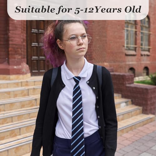 CIATBYYJ Dicke Gestreifte Kinderkrawatte, Vorgebundene Krawatten Blau, Verstellbare Kinder Jungen Krawatten für Jungen Mädchen Hochzeits Schuluniform Geburtstag Bekleidungs Zubehör