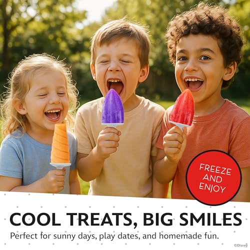 Image of Disney Mickey & Friends Silicone Popsicle Molds with Sticks, 6-Cavity Base | BPA-free ice pop maker, flexible design releases treats easily, freezer and dishwasher safe, great for parties and playdates