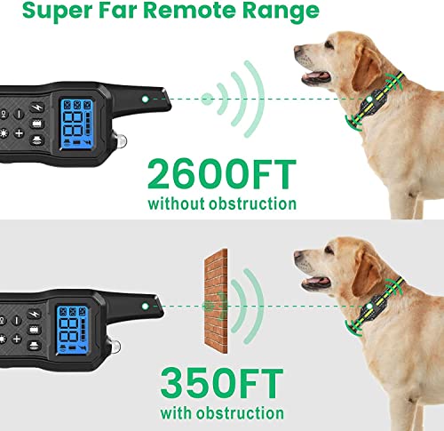 Funnipets Dog Training Collar 2600Ft Range Dog Shock Collar With Remote Waterproof Electronic Dog Collar For Small Medium And Large Dogs With 4 Training Modes Light Static Shock Vibration Beep #TOP2