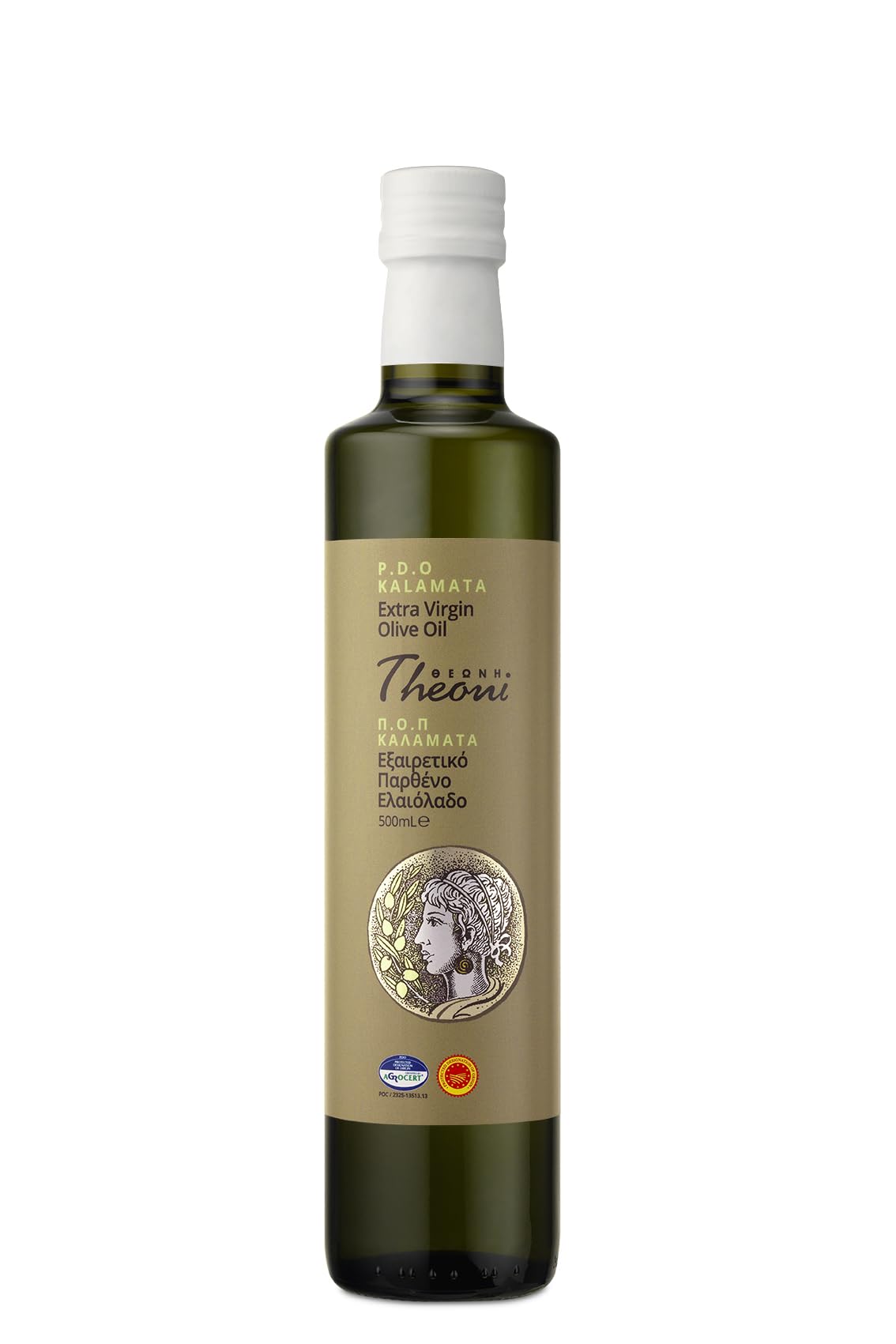 Theoni Kalamata P.D.O. natives Olivenöl extra aus Griechenland - 10x 500ml Flasche -kaltgepresst aus Koroneiki Oliven fruchtig aromatisch, ideal für Salate Gemüse Fisch und warme Speisen