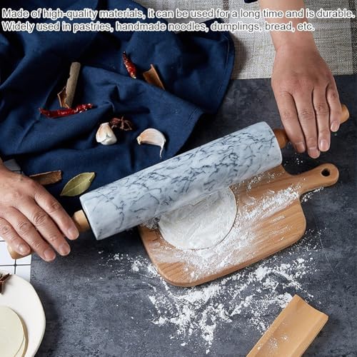 Rouleau en marbre de 45 cm pour étaler facilement la pâte à pizza faite maison - 3