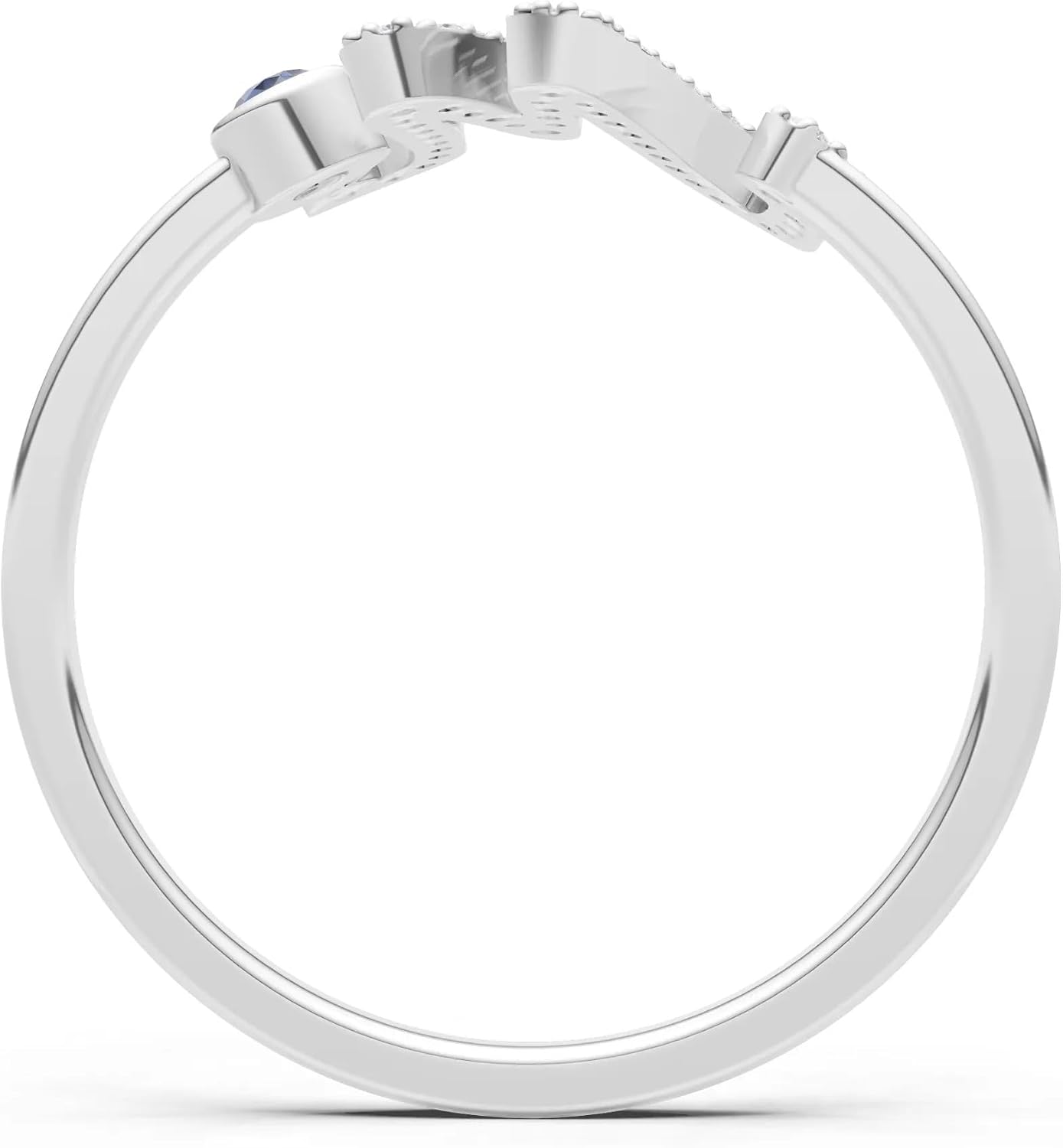 PEORA Round Cut Blue Sapphire Band Available in Solid 10K, 14K or 18K Ring – White, Yellow or Rose Gold