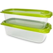 Food Storage Containers with Lids, [2-Pack/Set], Clear Plastic Food Prep Boxes for Lunch, Snacks, Green
