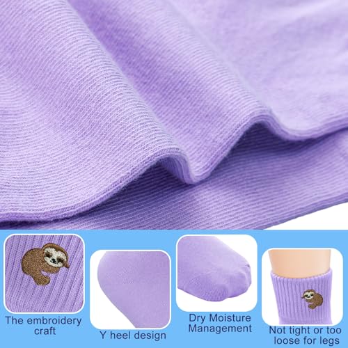 Image of Eurzom 10 Pairs Socks Womens Crew Elastic Ankle Length Cotton Socks Aesthetic Cute Lightweight Low Cut Gifts for Women