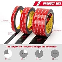 3M Doppelseitiges Klebeband Montageband 12.5mm x 4.7m Schwarz 2 Rollen – Ansicht 4