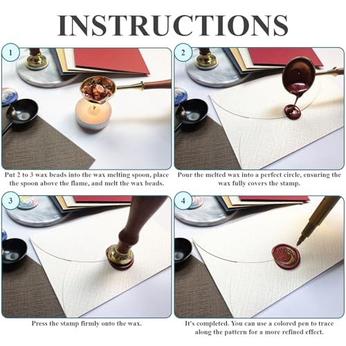 420 Pcs Vintage Wax Seal Beads for Stamp, Wax Seal Kit with 3 Tea Candles and 1 Melting Spoon, Antique Decor for Wedding Invitations, Envelope, Scrapbook, Gift Wrap (Silver A) - Thumbnail 4