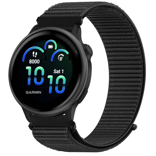 OUTPUTBT Nylon Armband 20mm für Garmin Forerunner 55/158/165/245/645 music/Vivoactive 6/5/3/Venu 2 Plus/Venu Sq/Sq music/Sq 2/Vivomove 3/HR/Style/Sport/Luxe Ersatzarmband für Damen Herren