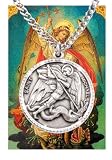 Westmon Works St Michael Pewter Medal One Inch Saint Pendant on a Stainless Steel Chain Boxed Gift Set