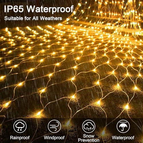 WoskjXas Solarne lampki siatkowe LED, 192 łańcuch świetlny LED, 8 trybów, 192 x 25 m, zasłona ogrodowa, pilot zdalnego sterowania, wodoodporna, idealna na ogrodzenie balkonowe, dekoracja