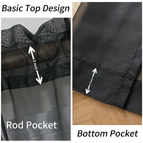 Nakitha Black Sheer Curtains 84 Inches Long 2 Panels Set For Bedroom Living Room, Rod Pocket Light Filtering Window Drapes Treatments(W52 X L84) #TOP7