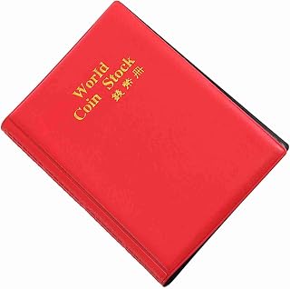 120 Pockets Storage Album, Super Transparent PVC Folder with 10 Pages for Collecting Tokens Medallions Badges (Red)