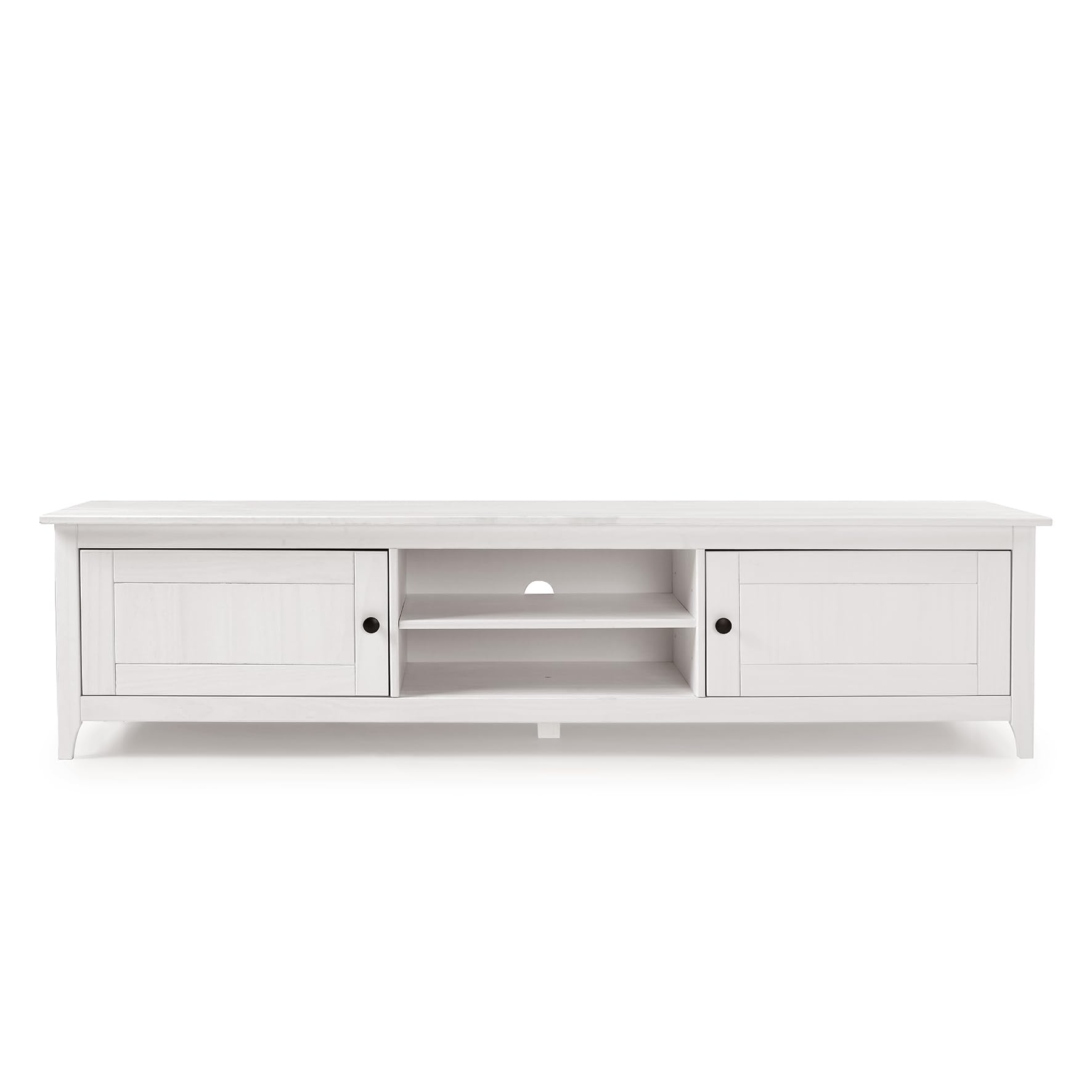 Buyqualia Mesa TV OSMA, 2 Puertas 2 Huecos, 45x180x35, Blanco Abierto (Grande)