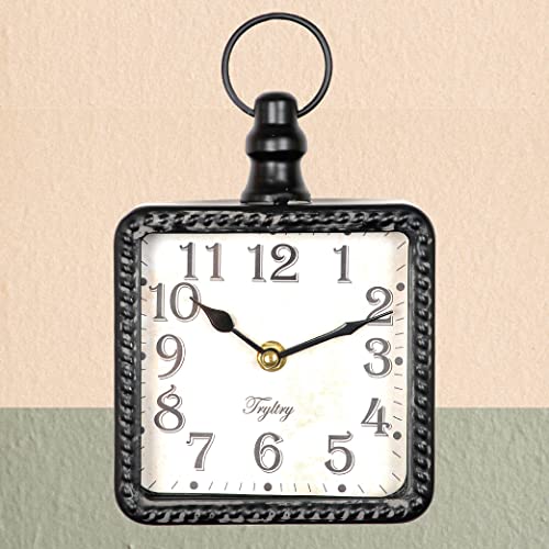 Tryltry Retro Rectangle Small Wall Clock, Battery Operated Silent Black Vintage Decor Wall Clocks, Antique Old Design Style, For Farmhouse,Kitchen,Bedroom,Bathroom Black Rectangle #TOP4