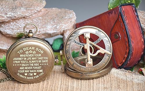 Brújula grabada de latón estilo antiguo para regalo personalizado, diámetro 3 pulgadas miniatura 2