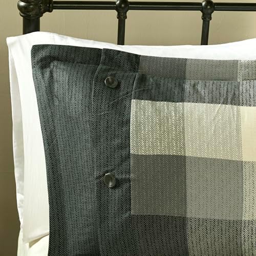 Madison Park Ridge Comforter Set - Cabin Lodge Plaid Herringbone Design, All Season Down Alternative Cozy Bedding with Matching Bedskirt, Shams, Decorative Pillow, Grey King(104"x92") 7 Piece - Thumbnail 5