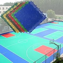 Basketball Flooring Outdoor Interlocking Tiles 1/2 Inch Thick, 1 10 16 Pcs Weatherproof Sports Badminton Table Tennis Court Floor Mats, Snowflake Shape Drainage Splicing Cushion  Color Green , Size