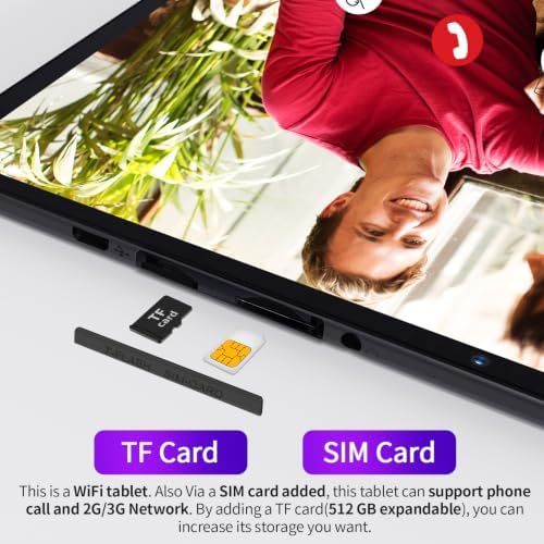 PRITOM 10인치 태블릿 안드로이드 13, SIM 슬롯이 있는 휴대폰 태블릿, 64GB, IPS 터치스크린, 8MP 후면 카메라 Wi-Fi GPS 블루투스 USB C, 3G 전화 통화 지원, 언락 — 사진 3