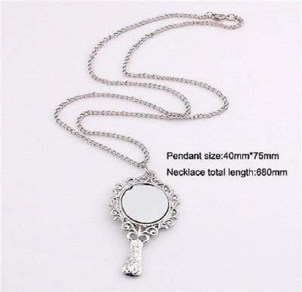 New Chram Hot Vintage Fashion Silver Mirror Women Long Necklace Pendant - Image 2