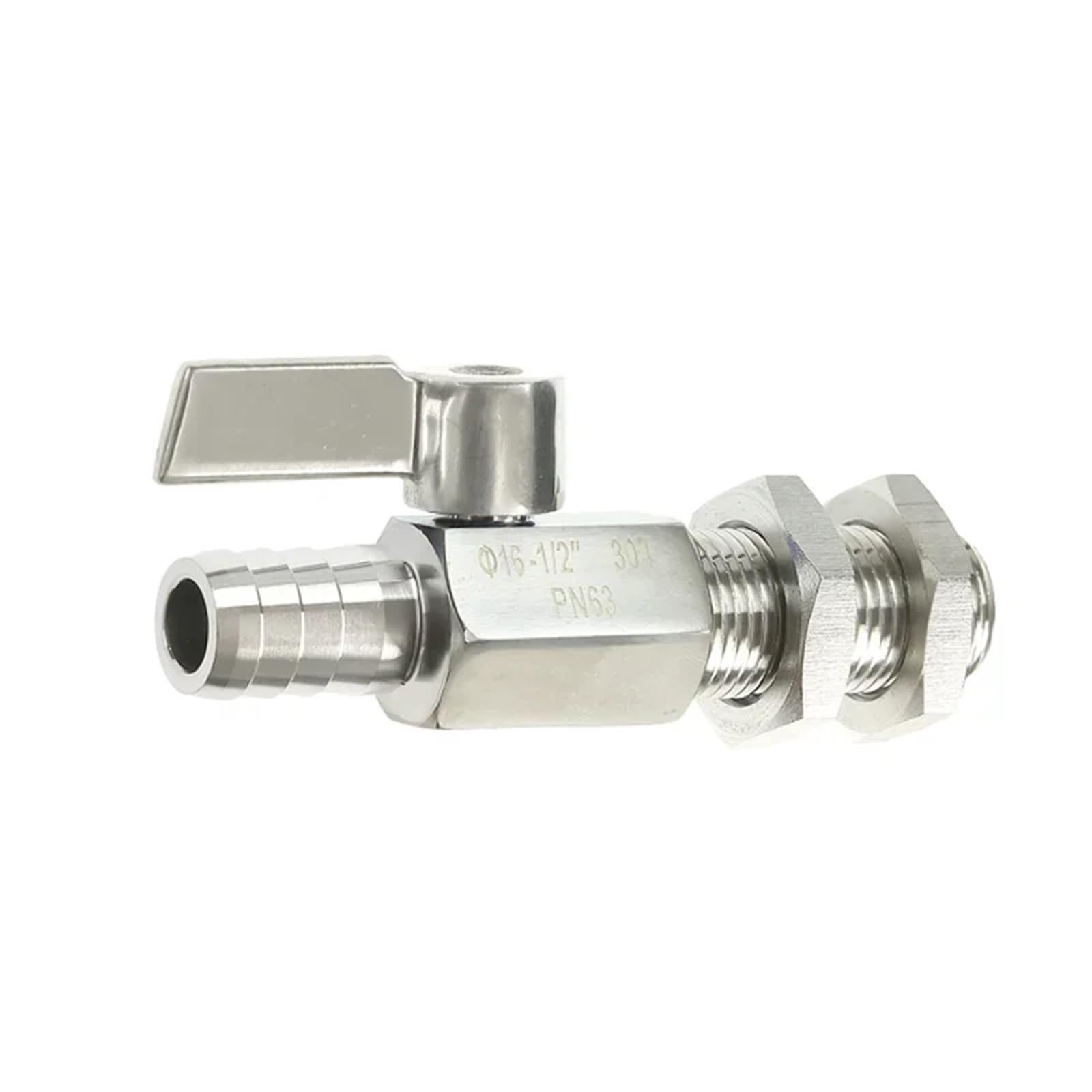 Vanne quart de tour sanitaire en inox 304 avec raccord à cannele 12mm étanche pour eau et huile