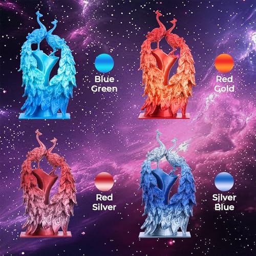 Image of AMOLEN Silk Shiny Gradient PLA 4KG 3D Printer Filament Bundle, Sparkle Gradient PLA Filament 1.75mm Pack for Most FDM 3D Printer, 1KG X 4 Spools