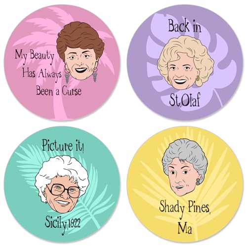 Golden Girls Silicone Drinks Coasters - GG TV Show Merchandise Gift, Fans Presents, Non-Slip Cup Coasters Set of 4, Suitable for Beer/Coffee, Hot or Cold, Tabletop Protection and Home Decor