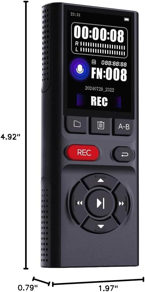 64GB Jaswill Digital Voice Recorder with Playback Long Battery 2-inch Screen MP3 Audio Recording for Meetings Lectures and Interviews Portable USB Recording Device with Voice Activation