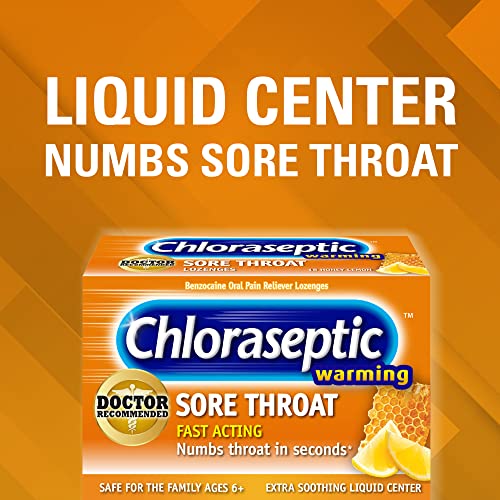 Chloraseptic Warming Sore Throat Lozenges, Real Honey Lemon, 18 Count, 1 Pack #TOP1