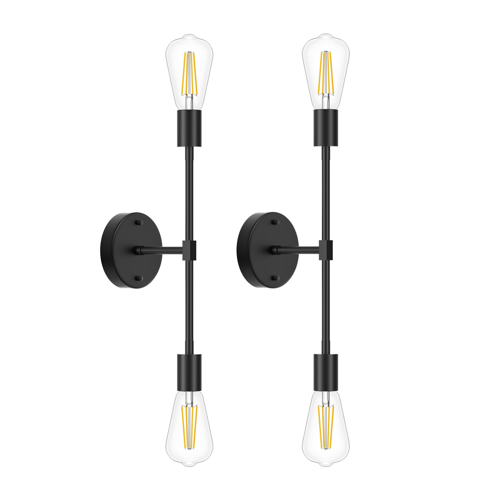 FadimiKoo 2-Light Black Bathroom Light Fixtures, Modern Wall Sconces Lighting Fixtures, Indoor Semi Flush Mount Ceiling Light for Hallway Bedroom