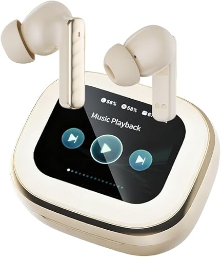 Auriculares inalámbricos, auriculares Bluetooth 5.4 intrauditivos con pantalla táctil inteligente, auriculares ANC con cancelación de ruido, tiempo