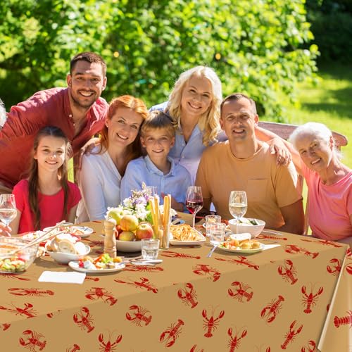 Hauwellter 3 Pack Crawfish Boil Party Tablecloth 108x54 Inch, Plastic Disposable Rectangle Lobster Table Cloth for Seafood Boil Party Supplies Crawfish Party Birthday Decoration (Kraft Paper Color) by Hauwellter - Used condition - Image 5