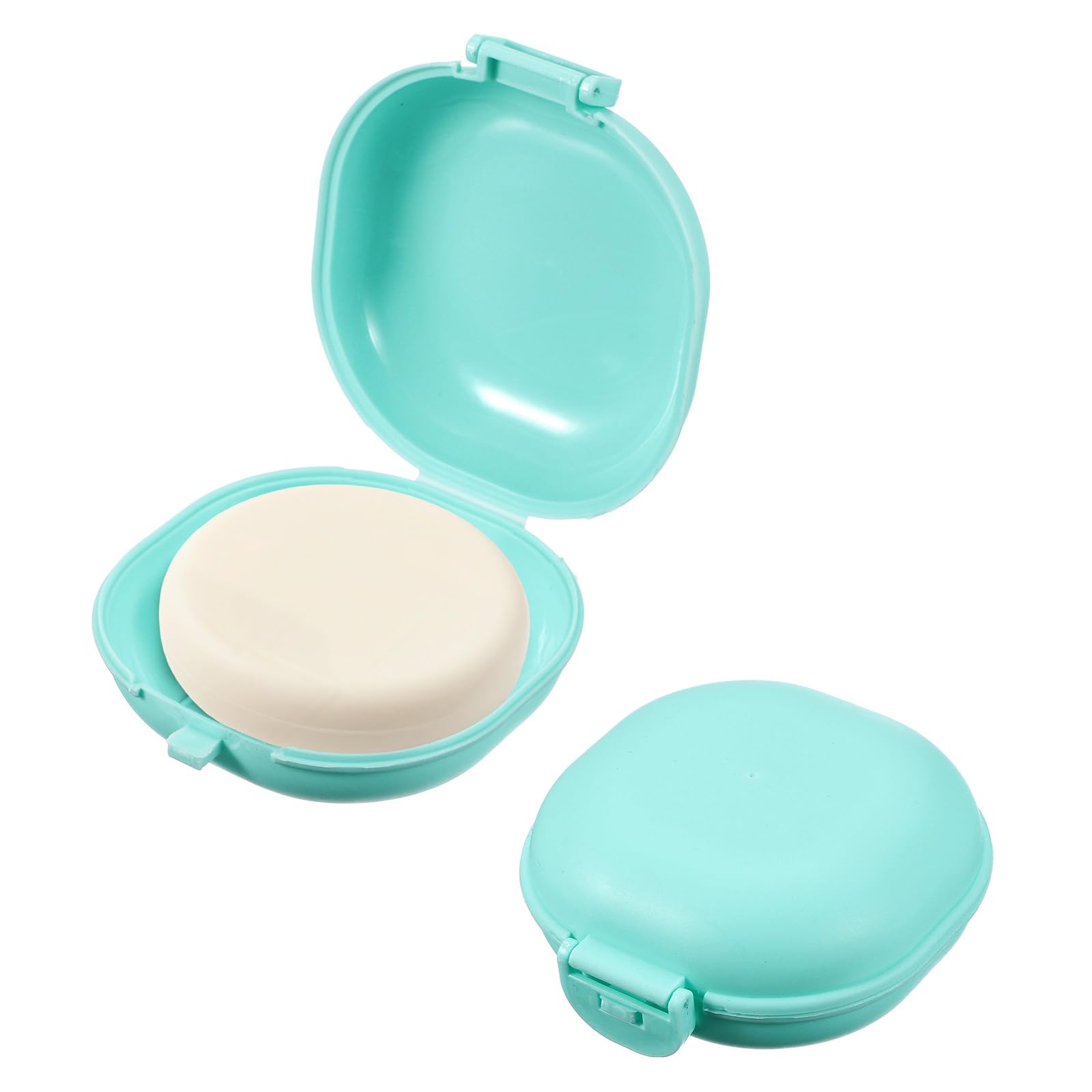 sourcing map 2pcs Soap Dishes Holder Case with Lid for Travelling Blue