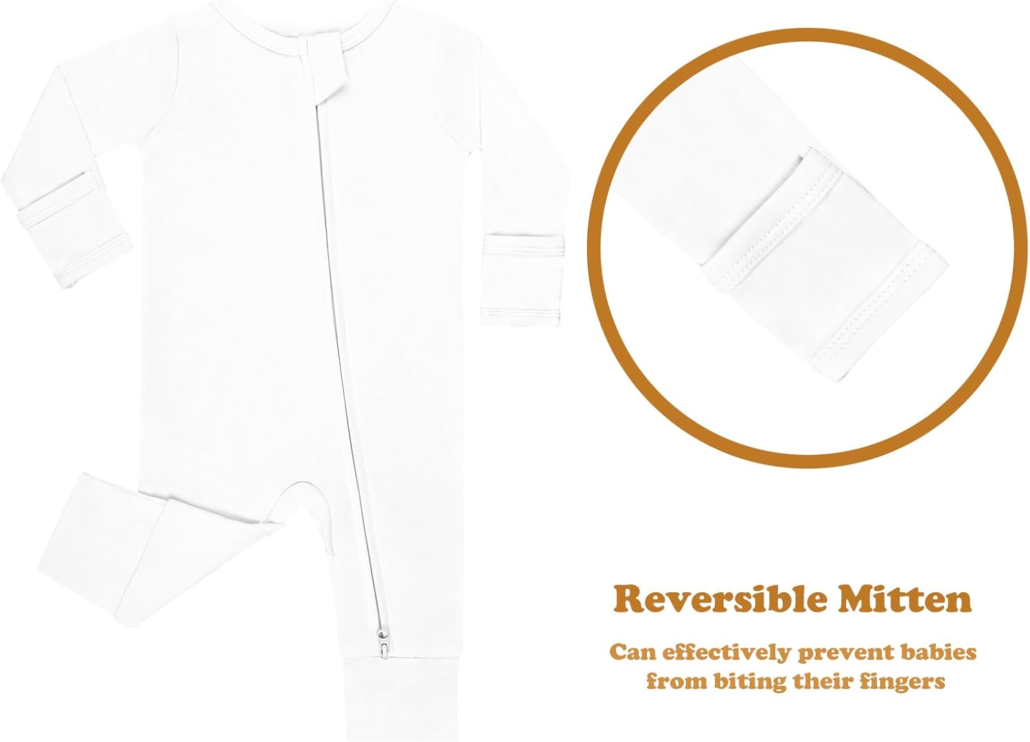 GUISBY Long Sleeve Cotton Pajamas Footless Baby Bodysuits with Zipper and Mittens 3-Pack for Boys Girls - Image 5