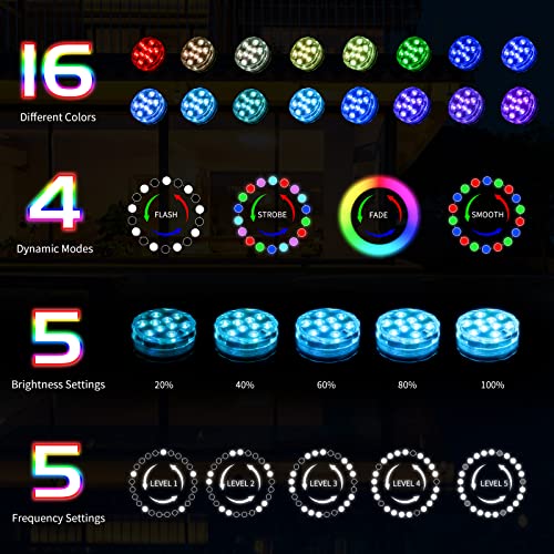 Pobomvom Submersible Led Lights With Remote, 16 Color Changing Pool Lights With Suction Cups, Battery Powered Led Lights For Pond, Hot Tub, Shower (4 Packs) #TOP1