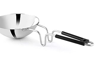 Kitchen Island Stainless Steel Heavy Quality Mirror Coated (Riveted) TADKA PAN with Unbreakable Long Handle & Bakelite Grip(16 inches Length,2mm Thick ,550ml,500gm), Silver