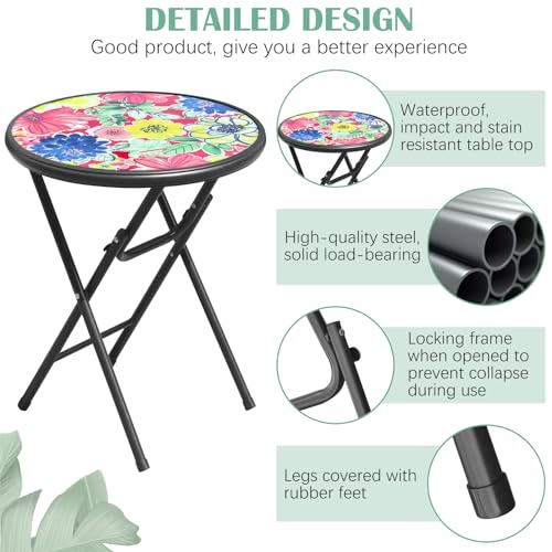 18-Outdoor-Side-Table-Small-Patio-Table-with-Tempered-Glass-Tabletop-Steel-Frame-Round-Folding-Table-with-Anti-Slip-Footpads-for-Outdoor-and-Indoor 18 Outdoor Side Table Small Patio Table with Tempered Glass Tabletop Steel Frame Round Folding Table with Anti Slip Footpads for Outdoor and Indoor