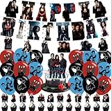 The Vampire Diaries Party Decorations,Birthday Party Supplies For Party Supplies Includes Banner - Cake Topper - 24 Cupcake Toppers - 18 Balloons-6 Swirls