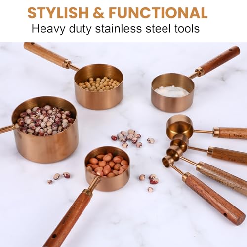 Set de 8 tazas y cucharas medidoras de acero inoxidable miniatura 7