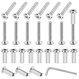Rustark 12 Sets M6 x 40mm Furniture Joint Connector Bolt & Cap Nut Assortment Kit Flat Hex Socket Cap Allen Bolts Screw Posts for Furniture Chair Crib Belt Leather Binding