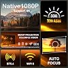 WOOPKER Upgraded HY260 Pro Mini Projector with WiFi and Bluetooth 5.4, Auto Focus/Keystone,Native 1080P Support for 4K,Air Mouse Remote,Android 11,Built in Apps,35-150 Screen Video Projector
