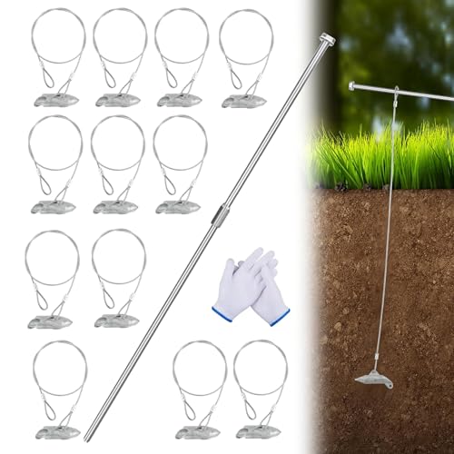 (12 Pack) Drive-In Ground Earth Anchors with Rod, 30inch Cable Earth Anchor Heavy Duty for High Winds, Easy Hook Anchor for Fixing Shed, Carports, Tent, Swing Set, Greenhouse, Gazebo.