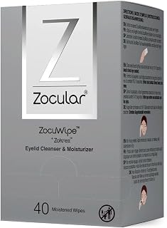 Zocular Zocuwipe Eyelid Wipes with Natural Okra Complex – Gentle Eyelid Cleansing & Moisturizing Pads – 40 Count | Okra-based Cleansing Formula, Eyelid Hygiene, Eyelid Comfort, Individually Wrapped, Rinse Free, Ophthalmologist-Developed