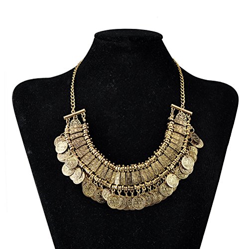 LUREME Vintage Engraved Coin Bib Statement Necklace Clavicle Necklace (01003295)3