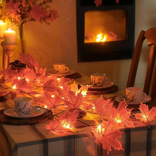 Dazzle Bright MAPLE LEAF LIGHTS 2 Pack Thanksgiving Maple Leaf String Lights thumb #4