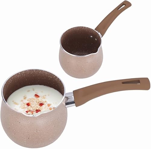 Sartén de leche antiadherente ligera, diseño ergonómico, mini cafetera de leche para café, mantequilla, chocolate, juegos de té de 3.9 in, teteras y