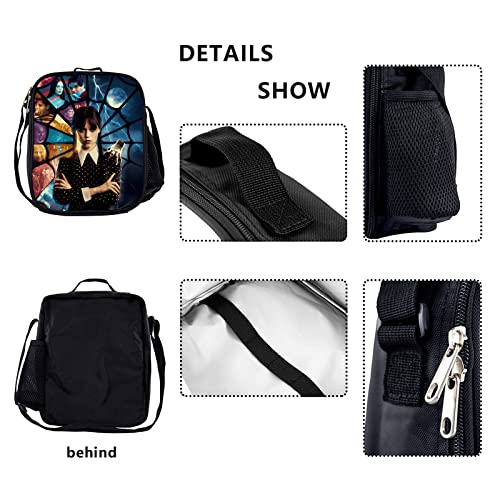 Dhrohtm Wednesday Backpack Set For Boys Girls Addams With Lunch Box Lunch Bag Pencil Case Pencil Bag 17 Inch Backpacks Schoolbag Black02 One Size #TOP1