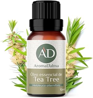 Óleo Essencial De Tea Tree (Melaleuca) 100% Puro - 10ml - Ideal Para Difusor, Aromaterapia e Cuidados Com o Corpo I Aroma Fresco, Herbáceo e Mentolado I Aroma D'alma