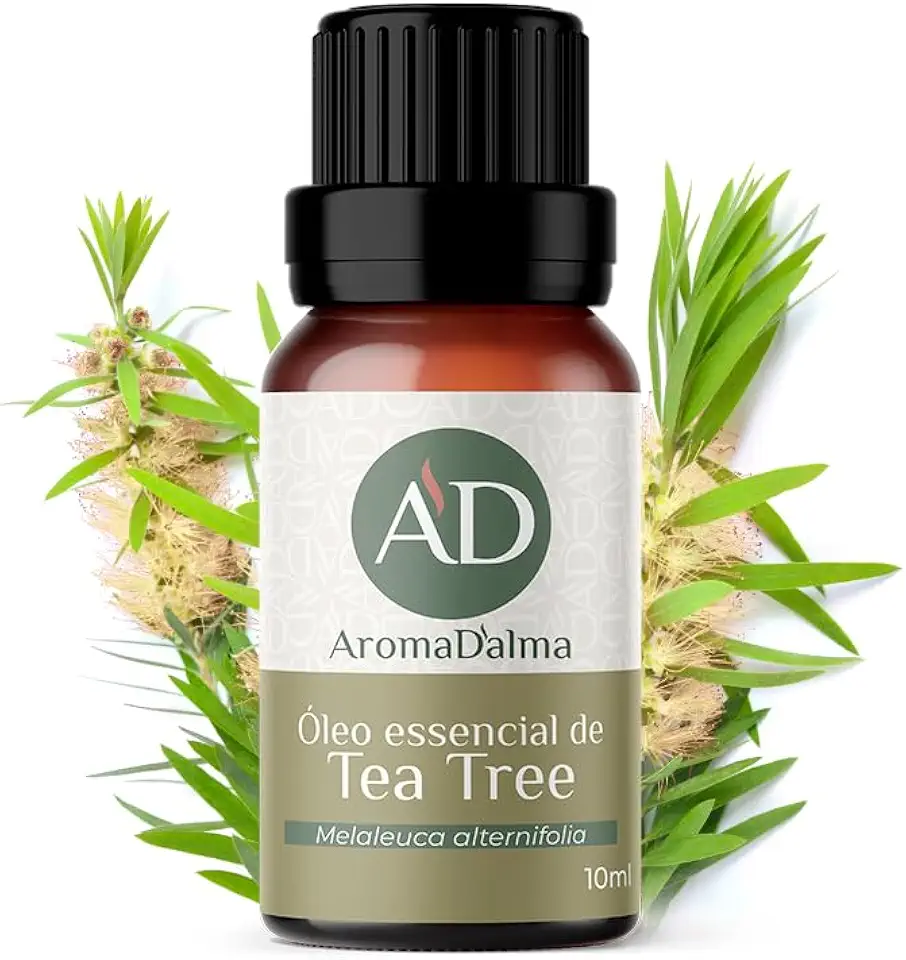 Óleo Essencial De Tea Tree (Melaleuca) 100% Puro - 10ml - Ideal Para Difusor, Aromaterapia e Cuidados Com o Corpo I Aroma Fresco, Herbáceo e Mentolado I Aroma D'alma