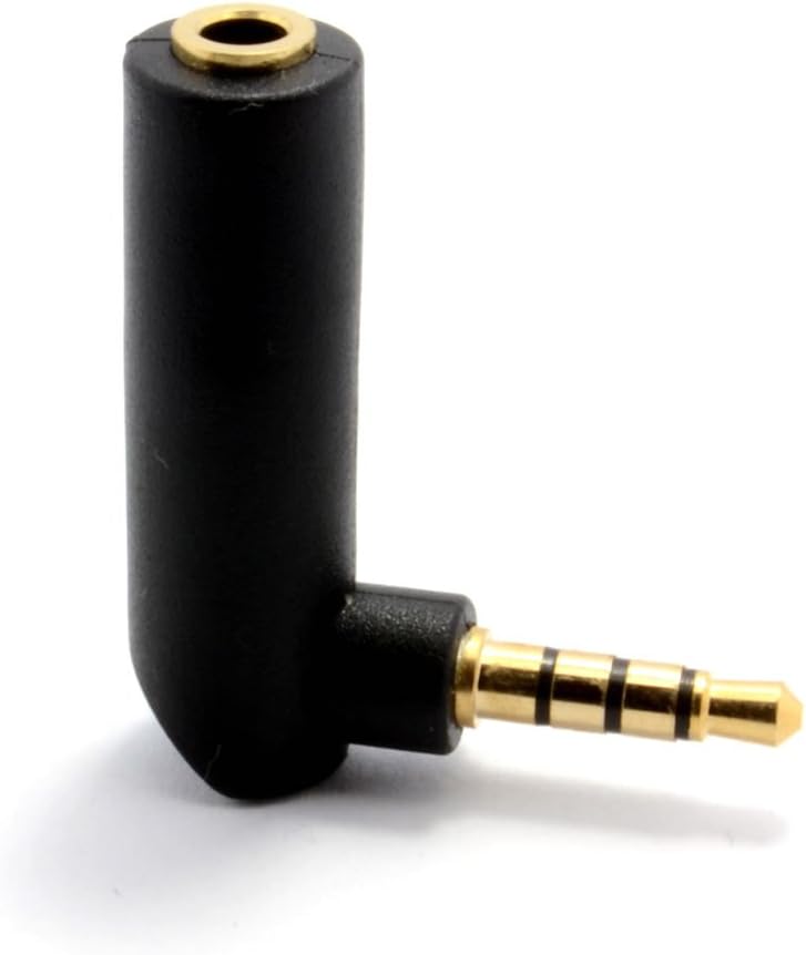 kenable 4 Pole 3.5mm Jack Socket to Right Angle Plug AV Cable Adapter Gold
