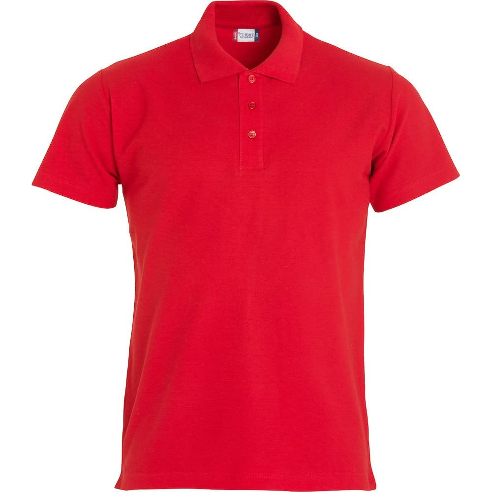 Clique Men's Basic Polo Shirt, Red, XXL, Short-Sleeved, 100% Cotton, Oeko-Tex Certified